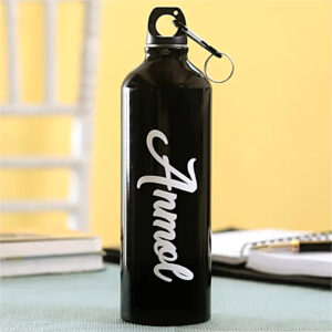 GLOSSY BLACK STAINLESS SIPPER WATER BOTTLE