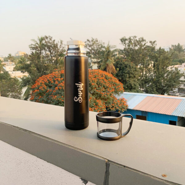Customized Stainless Steel Flask with Cup– Hot And Cold Bottle – Name Bottle